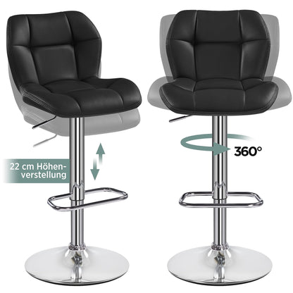 Yaheetech Barhocker 2er Set - Schwarz, höhenverstellbar, PU