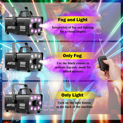 AGPTEK Nebelmaschine mit 2000 CFM, RGB-LED und Fernbedienung