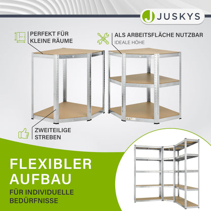 Juskys 3er Metall Regalsystem Basic - Schwerlast Silver