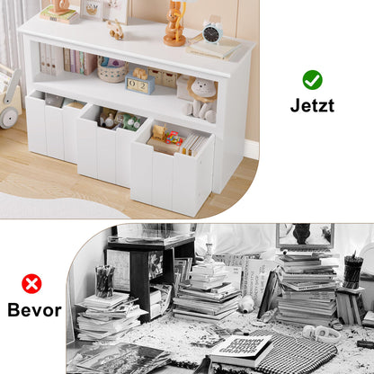 FOREHILL Kinderregal mit Boxen auf Rollen - Spielzeugaufbewahrung Weiss