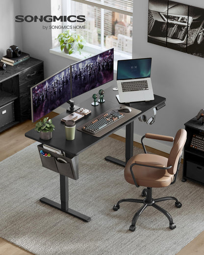 SONGMICS elektrischer Steh-Sitz-Schreibtisch 140x60cm, tintenschwarz
