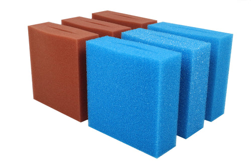 Wacredo Ersatzschwamm Set für Oase Biotec 10 Teichfilter, 6 Stück, drei blaue grobe und drei rote feine Schwämme