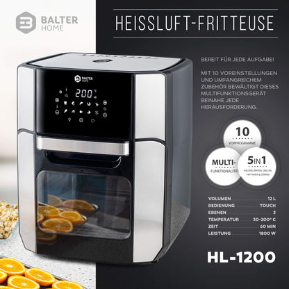 Balter Heissluftfritteuse Airfryer 12 Liter XXL HL-1200