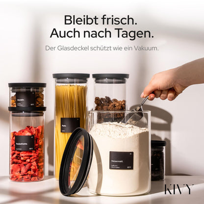 KIVY Vorratsgläser 4er Set 500 ml aus Borosilikatglas mit Glasdeckel