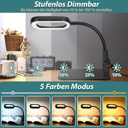 Drdefi Lupenleuchte 10X mit LED-Licht, Glaslinse und Schwanenhals