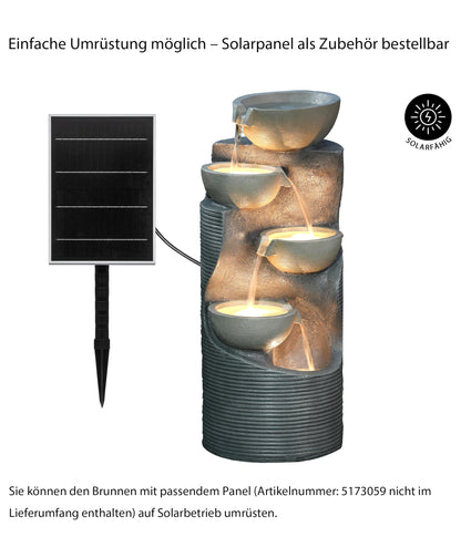 Dehner Gartenbrunnen Salo mit LED-Beleuchtung, Polyresin, grau