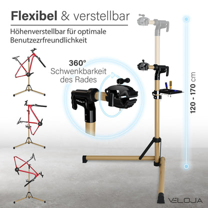 VELOJA Profi Fahrrad E-Bike Montageständer - Schwerlast 50kg