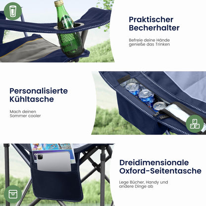 HIGH POINT SPORTS Campingstuhl faltbar 2er Set XXL gepolstert Blau