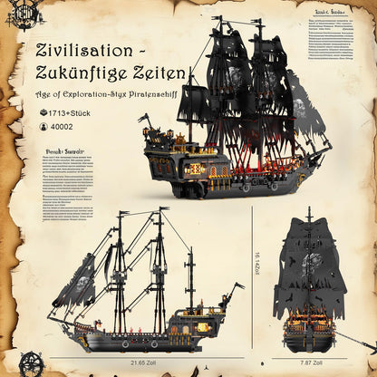 JMBricklayer Piratenschiff Klemmbausteine 40002 mit LED, 1713 Teile