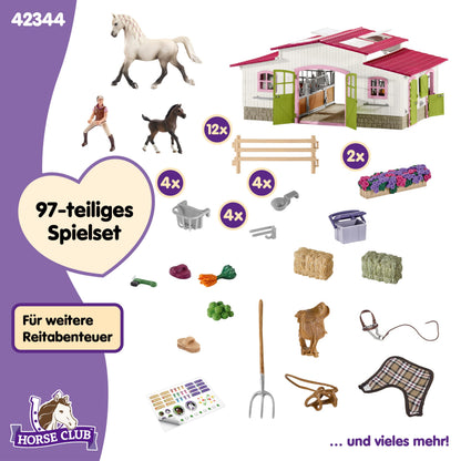 Schleich HORSE CLUB Reiterhof 42344, Spielset mit Reiterin und Pferde