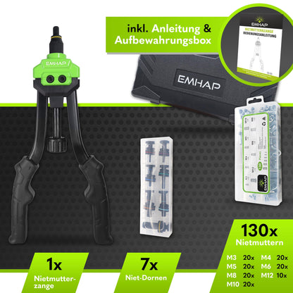 EMHAP Nietmutternzange Set PREMIUM M3-M12 inkl. Organizer
