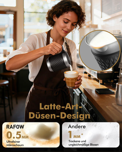 Rafow Milchaufschäumer D02, elektrisch, 5-in-1, schwarz