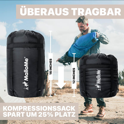 MalloMe Camping Schlafsack für Erwachsene und Kinder, blau, 0–25 °C