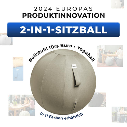 Backerz Sitzball Ergonomisch Büro Fitness – 65 cm Cremegrau