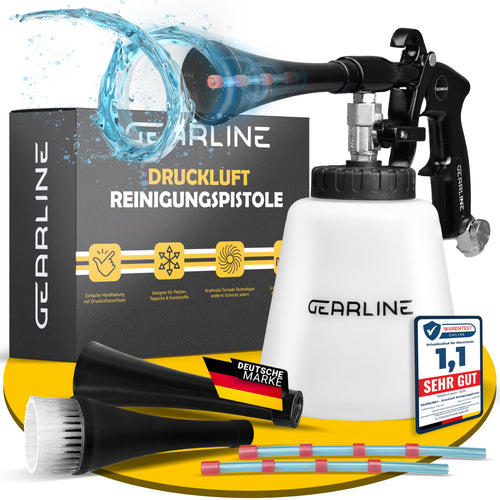 GEARLINE Druckluft Reinigungspistole Set mit Wassertank & 2 Düsen
