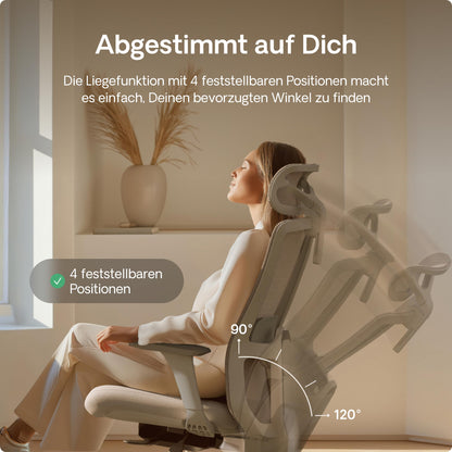 Desktronic SitOne Ergonomischer Bürostuhl mit Lendenwirbelstütze – Grau