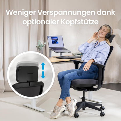 Ergotopia PureBack Ergonomischer Bürostuhl - Mit Kopfstütze