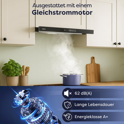 CIARRA CBCB6909A A+ Flachschirmhaube Abluft/Umluft 60 cm – Schwarz