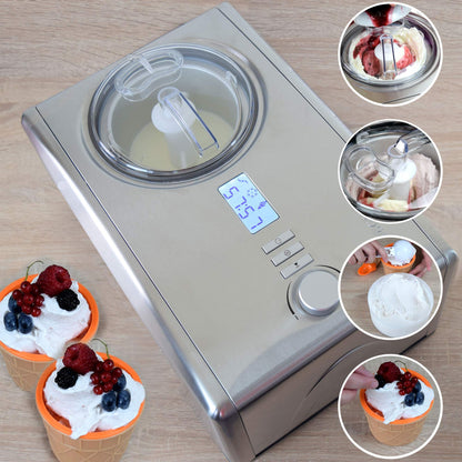 Gino Gelati IC-250W Helado Eismaschine Joghurtbereiter Kompressor