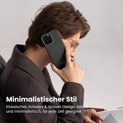 pitaka iPhone 16 Pro Max Ultradünne Aramid Hülle - Grauschwarz