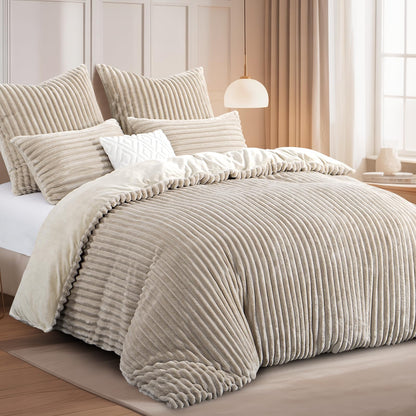 RUIKASI Teddy Fleece Winter Bettwäsche Set – 200x220 Beige