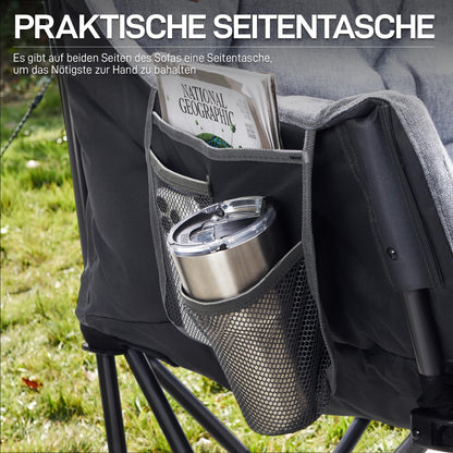 EVER ADVANCED Faltbares Campingsofa 2-Sitzer XXL - Grau