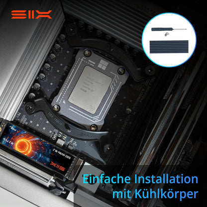 SIX X7400 NVMe M.2 SSD 1TB PCIe 4.0 mit Heatsink für PS5, Laptop & PC