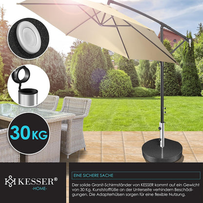 KESSER Granit Sonnenschirmständer 30 kg mit Edelstahlrohr, Anthrazit