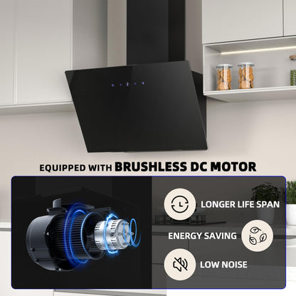 FIREGAS Kopffreiheit Dunstabzugshaube - 60 cm, Schwarz