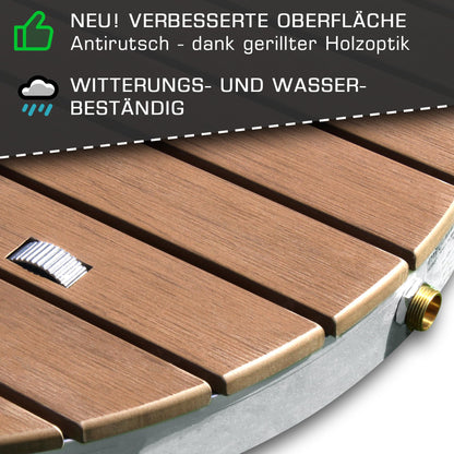 @tec Bodendusche WPC Holzoptik Rund 70cm Garten