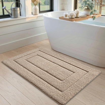 DEXI Badematte Mikrofaser rutschfest, Badteppich Beige 60 x 110 cm