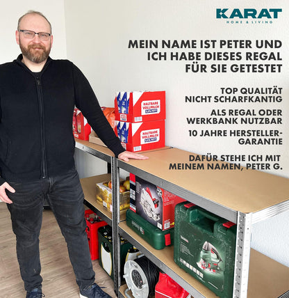 KARAT Schwerlastregal 2er Set, 5 Böden, 40 x 90 x 180 cm, verzinkt