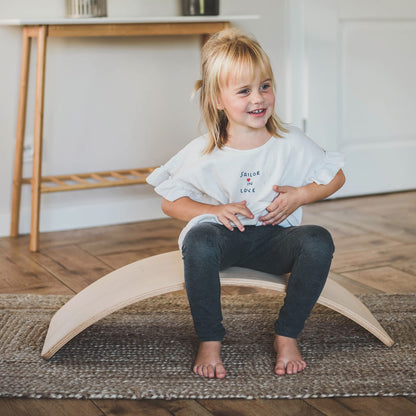 MEOWBABY Balance Board Montessori Balancierbrett – Schwarz 80x30cm