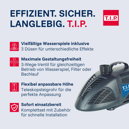 T.I.P. Wasserspielpumpe WPS 2000 R, Teichpumpe, 2000 l/h