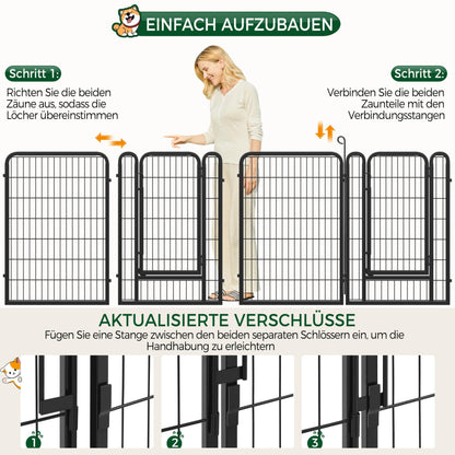 Yaheetech Welpenauslauf 6-teilig – 100cm hoch, faltbar mit Tür