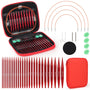 Coopay Rundstricknadeln Set, austauschbar, Aluminium, 3,0-10,0 mm mit roten Nadelspitzen und Aufbewahrungsbox