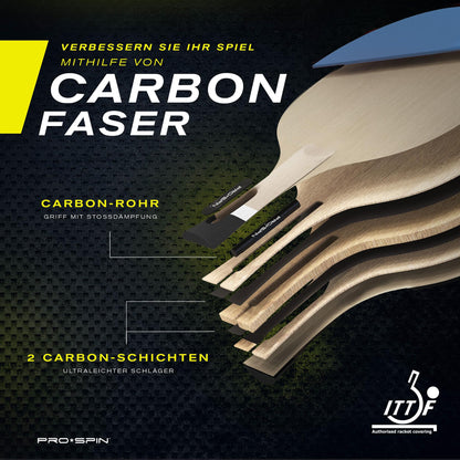 PRO-SPIN Tischtennisschläger Carbon ITTF, 2er-Pack, Blau/Lila