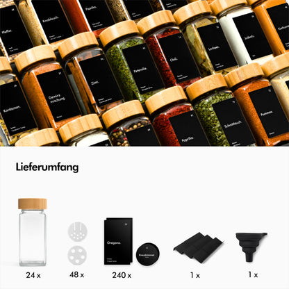 KIVY Gewürzregal Set – 24 Gläser, verstellbar für Schubladen