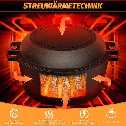 NZQXJXZ Gusseisen Brotbacktopf Dutch Oven – 26cm 2-in-1