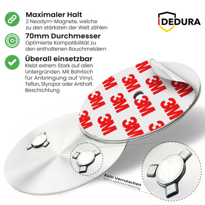 dedura Rauchmelder mit Magnethalterung, 10er Set, DIN EN 14604