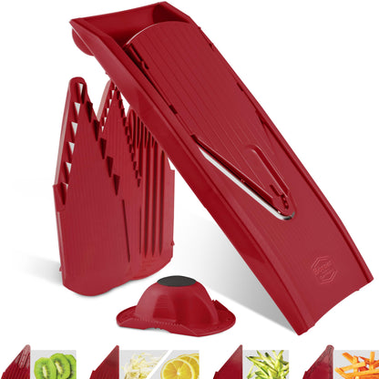 Börner Gemüsehobel V1 Starter Set – V-Hobel mit Fruchthalter, Rot, V-Klinge aus Edelstahl
