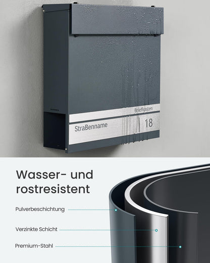 SONGMICS GMB090G01 Briefkasten – anthrazitgrau personalisiert