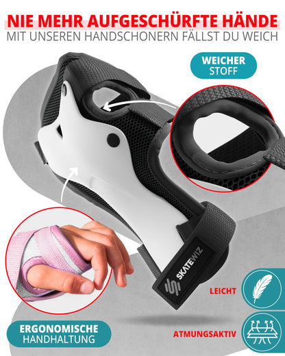 SKATEWIZ Smash Protektoren Set 6-teilig, Grösse L/XL, Schwarz Weiss