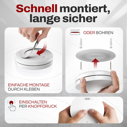 ALPENLUFT Rauchmelder Brandmelder Flach 10 Jahre Batterie - 3er Set