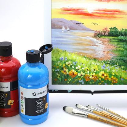 Artecho Acrylfarben Set Professional 12 x 500 ml, wasserfest