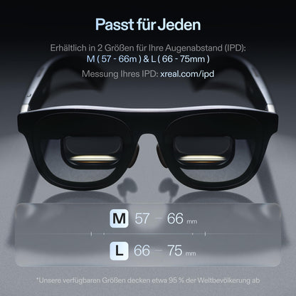 XREAL One Pro AR Brille mit X1 Chip, 57° Sichtfeld, L (66–75 mm)