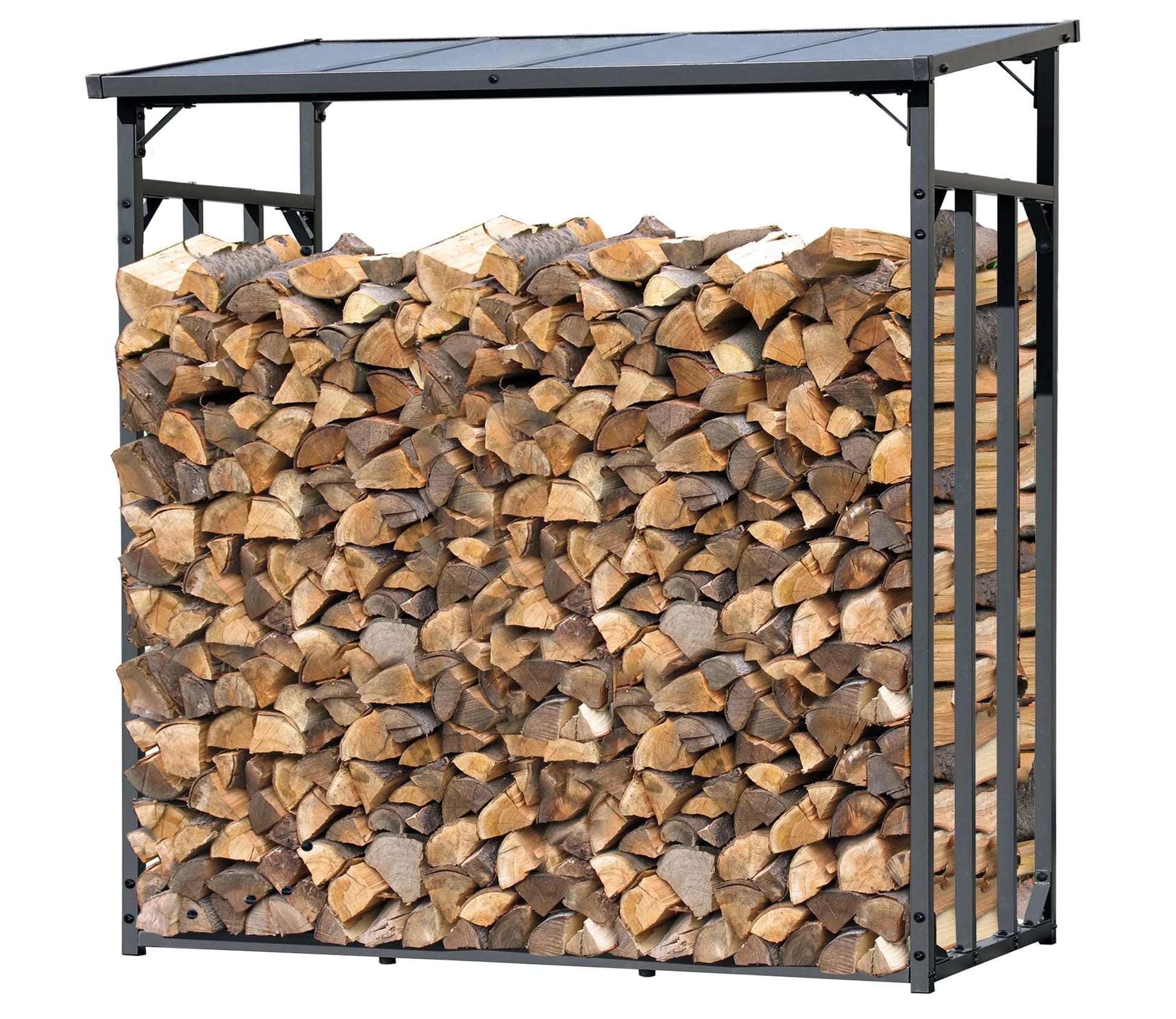 QUICK STAR Metall Kaminholzregal Aussen - Anthrazit XXL. Anthrazitfarbenes Metallregal zur stehenden Lagerung von Kaminholz im Aussenbereich.