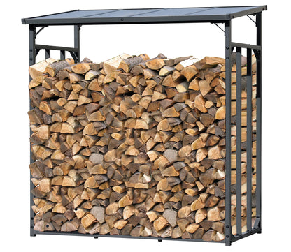 QUICK STAR Metall Kaminholzregal Aussen - Anthrazit XXL. Anthrazitfarbenes Metallregal zur stehenden Lagerung von Kaminholz im Aussenbereich.