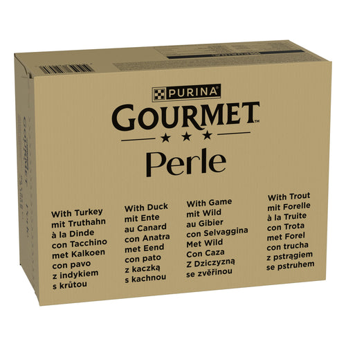 Gourmet Perle Erlesene Streifen in Gelee, Katzenfutter 96er Pack, 96 Portionsbeutel à 85 g im Multipack-Karton