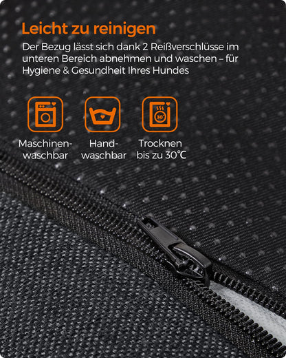 Feandrea Hundebett XXL, Leinenoptik, waschbarer Bezug, dunkelgrau